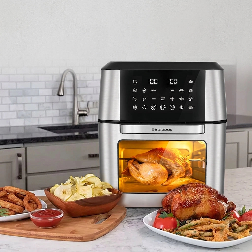 Friggitrice ad Aria XXL 12 L con 12 Funzioni; Touch Screen LED; Girarrosto e Circolazione Aria 360°