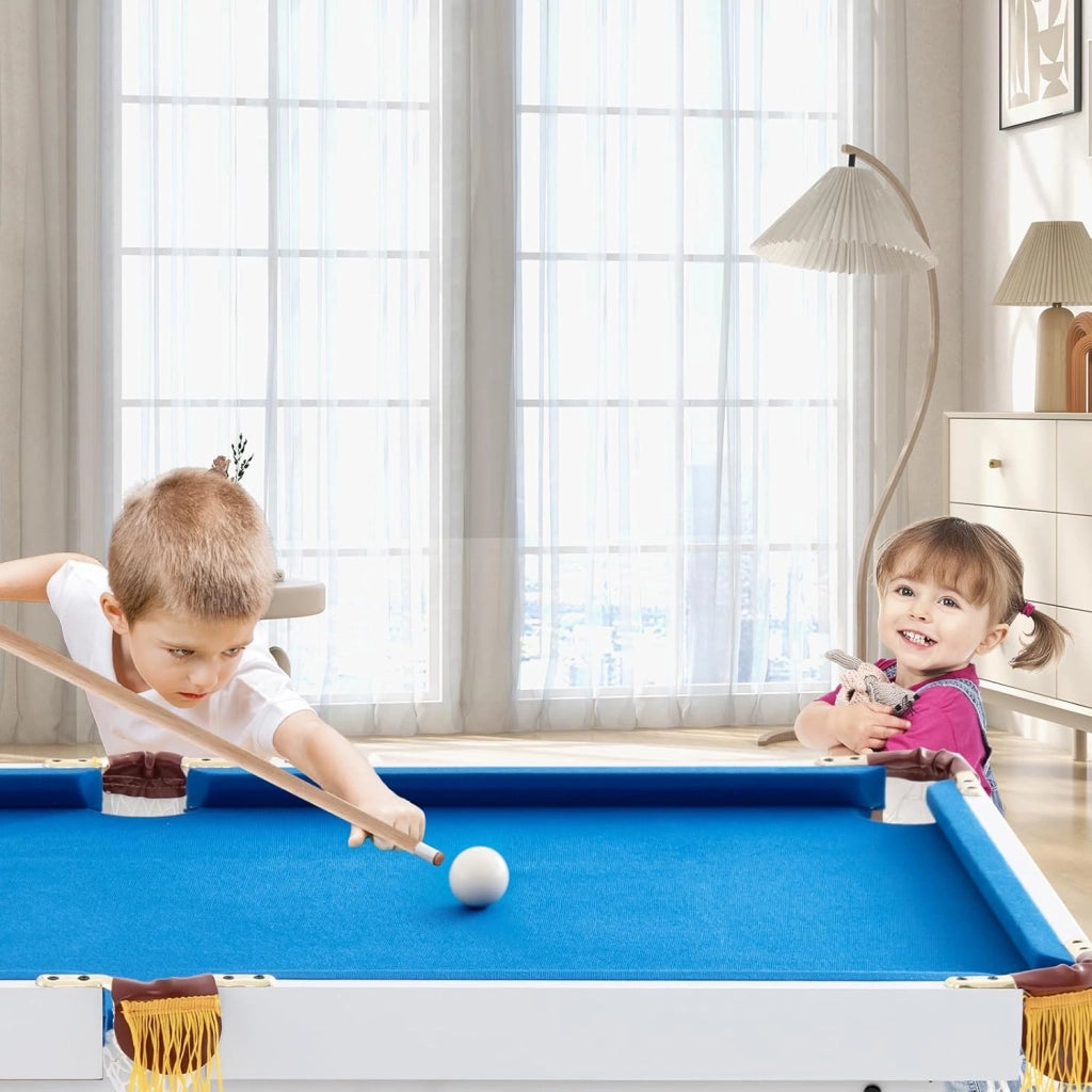 Tavolo da Biliardo Pieghevole, Mini Tavolo da Gioco Biliardo con Set di Accessori Stecche Palline Gessetti e Spazzola, Piedi Regolabili, per Sala Giochi bar Palestra, 122x64x78 cm