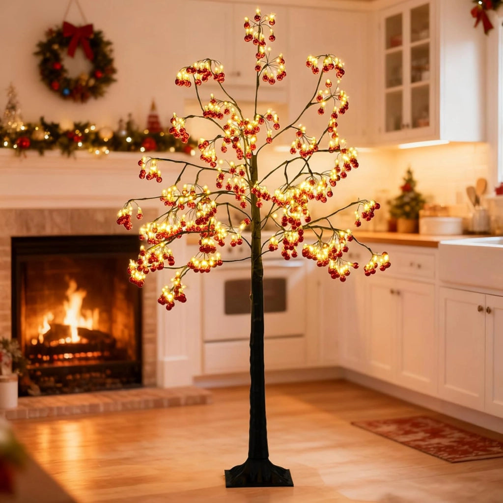 Decorazioni Natalizie, Albero di Natale 150 CM, 480 Luci LED Bianco Caldo, Sfere a Bolle Squisite, Base Solida, Picchetti di Terra, Addobbi Natalizi Esterno Interno per Casa, Giardino, Cortile