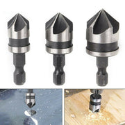 Trade Shop - 3 Pz Punta Trapano Flauto Svasatore Fresa Hss 12 16 19mm Legno Metallo Plastica -