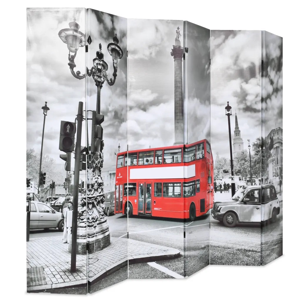 Divisorio Ambienti | Divider per stanze | Paravento Pieghevole 228x170 cm Stampa Bus Londra Bianco e Nero