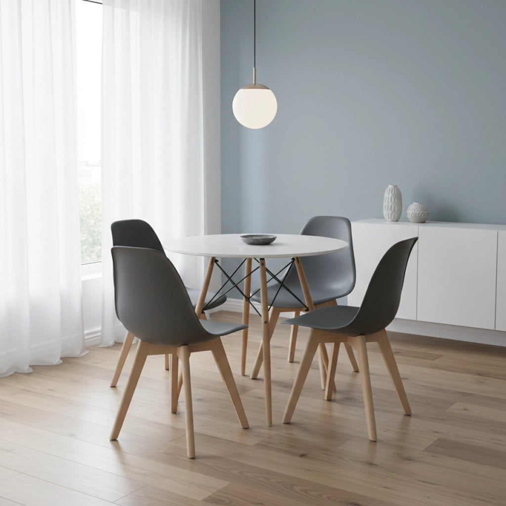 Set di 2 sedie Kito grigio scuro con gambe in faggio