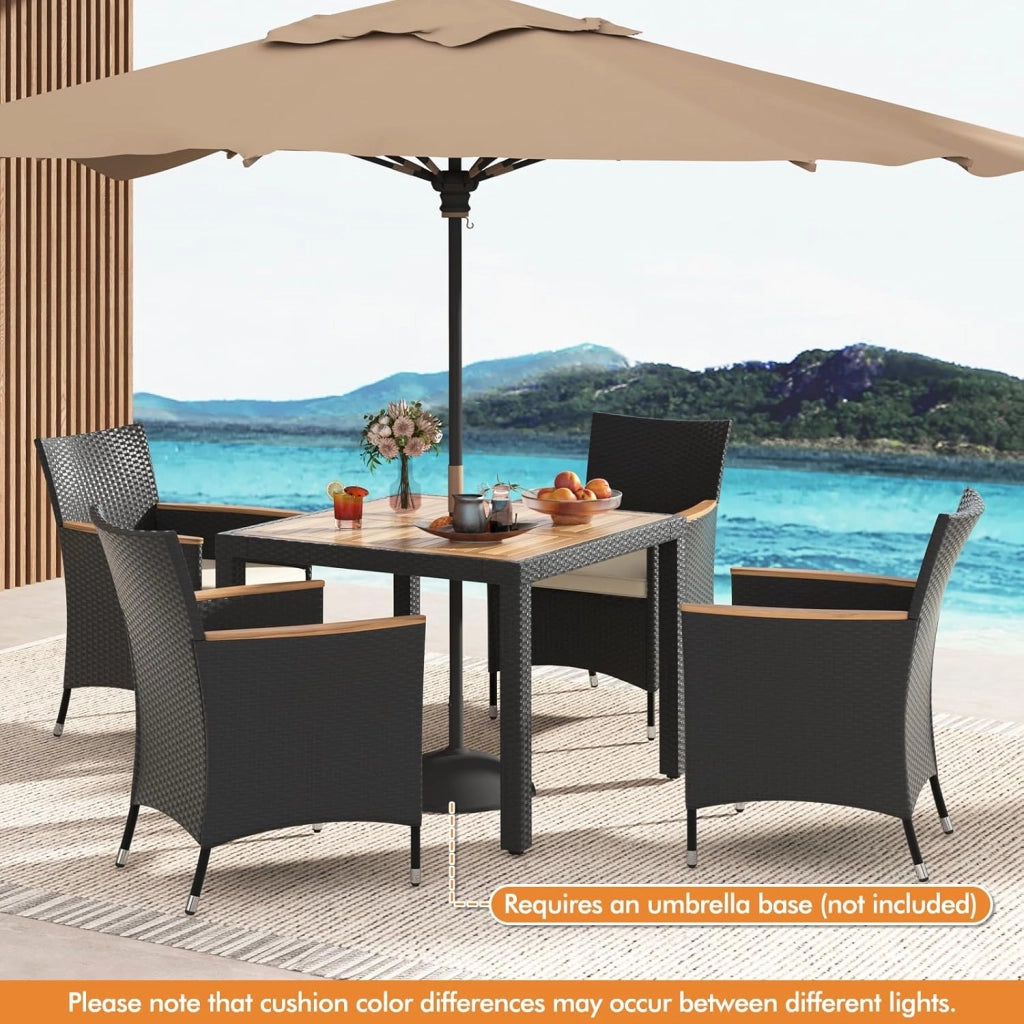 Set di mobili da giardino in rattan, 4 sedie con tavolo, in rattan, per esterni, terrazze, mobili da balcone, set per 4 persone, set da giardino