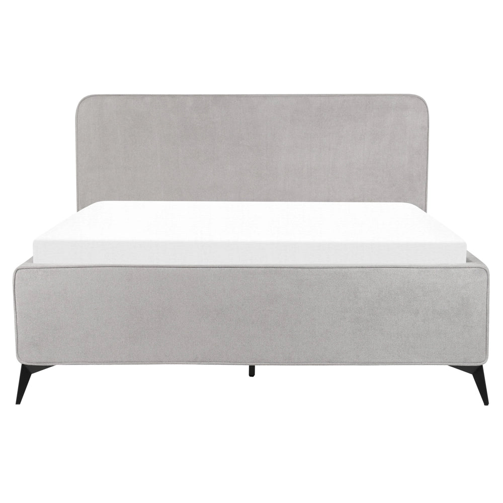 Letto Grigio Chiaro in tessuto Gambe in metallo nero 160 x 200 cm a doghe Camera da letto Classica Minimalista