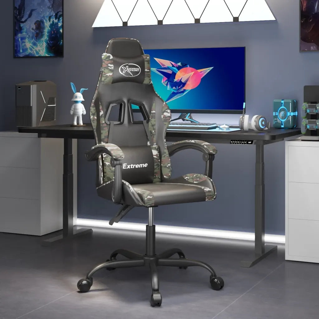 Sedia da Gaming | Sedia da e-sports Nero e Mimetico in Similpelle