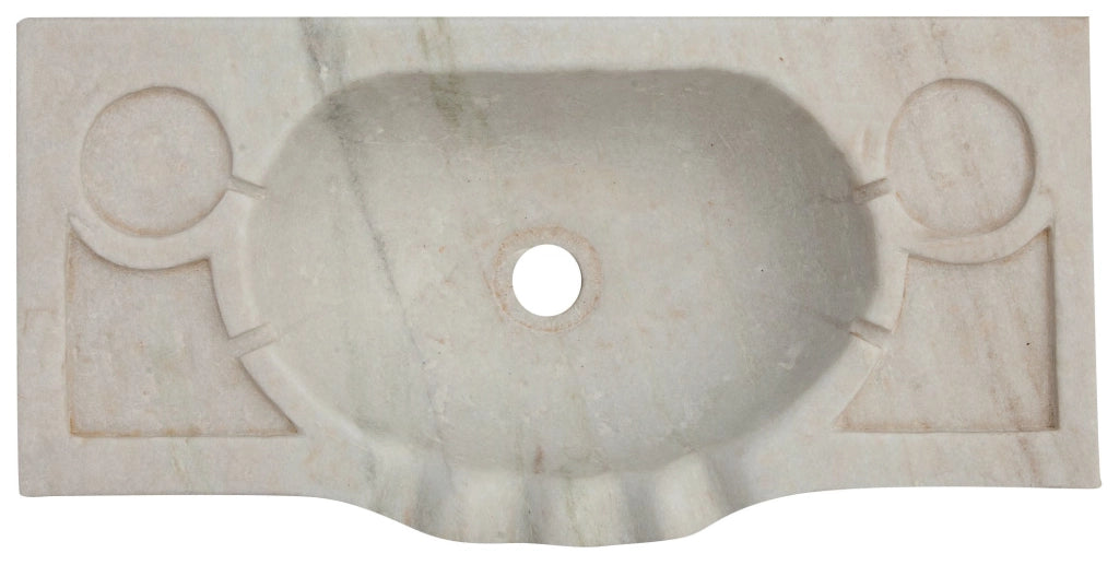 Biscottini Lavandino smerlato in marmo bianco L60xPR30xH14 cm Vasca smerlata realizzata