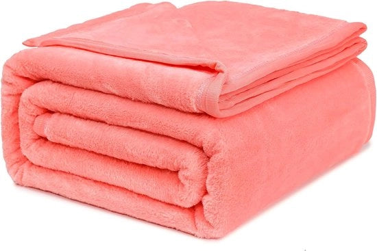 Deken di piuma, singolo, 380 g/m², morbido copriletto, grande plaid per divano, deken morbido per letto e divano, viaggio, rosa, 130 x 160 cm