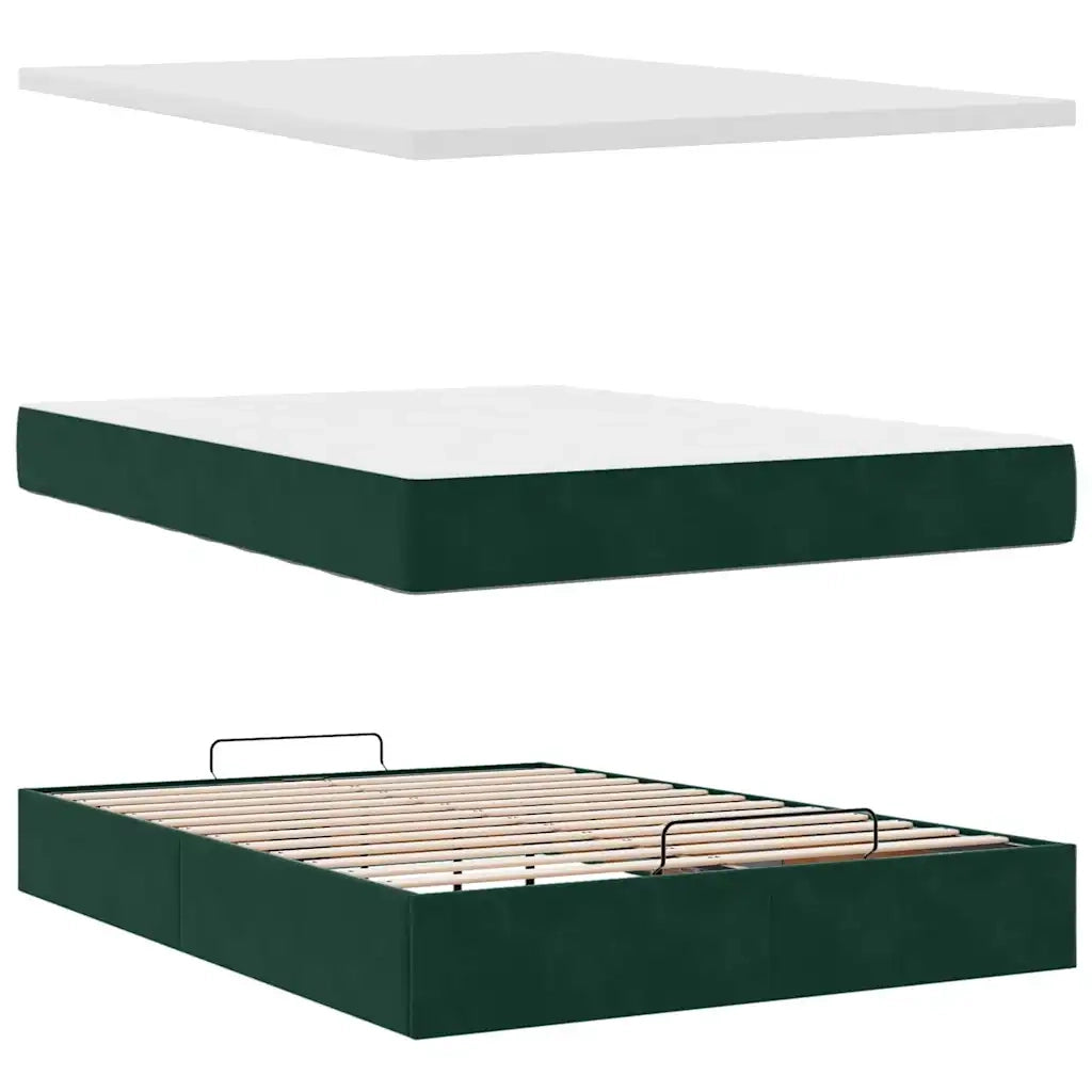 Struttura Letto Pouf con Materasso 140x190 cm in Velluto 3311918