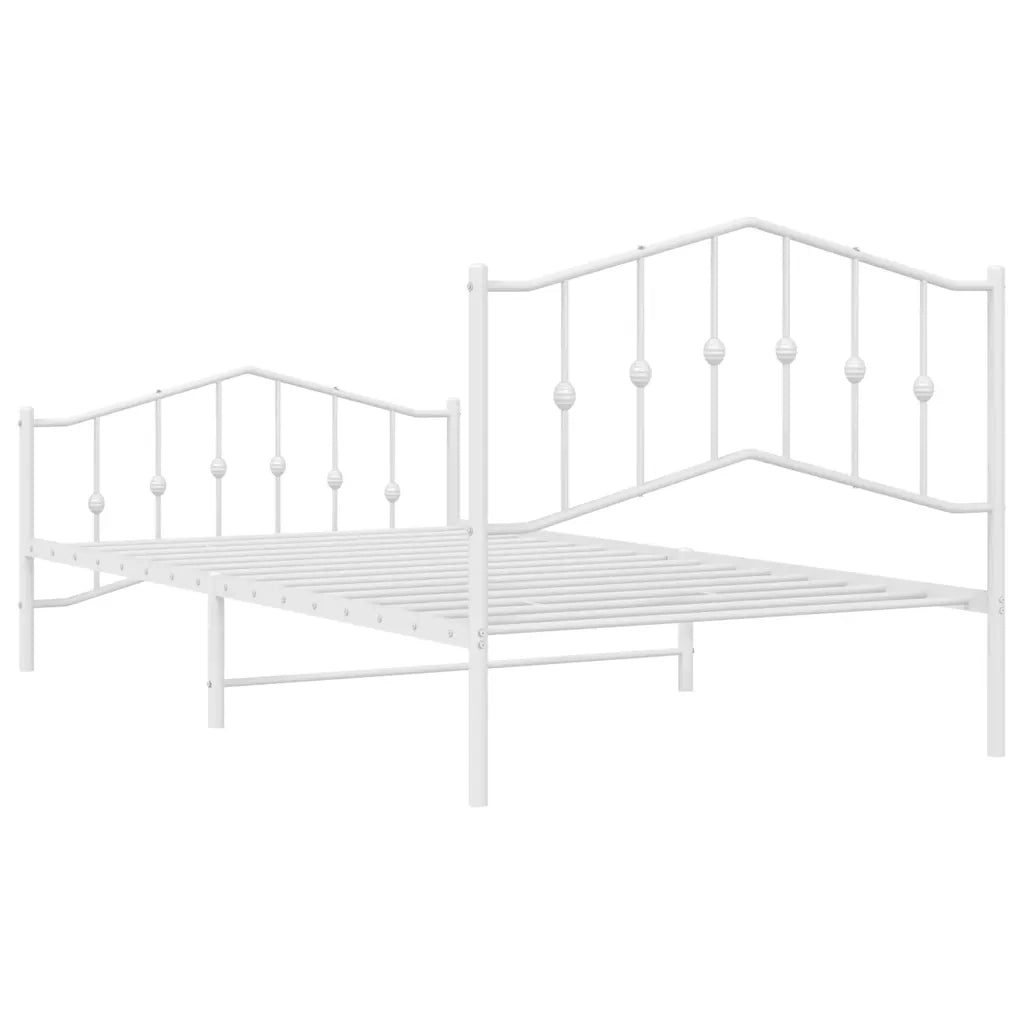 Giroletto con Testiera e Pediera-Struttura Letto Metallo Bianco 100x200 cm 408207
