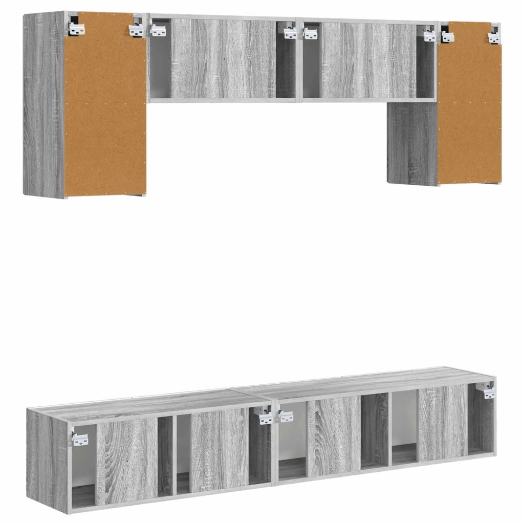 Set mobile TV 4 pcs Grigio Sonoma Legno multistrato