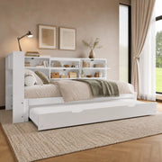 Daybed 90x200 cm con testiera contenitore e letto estraibile