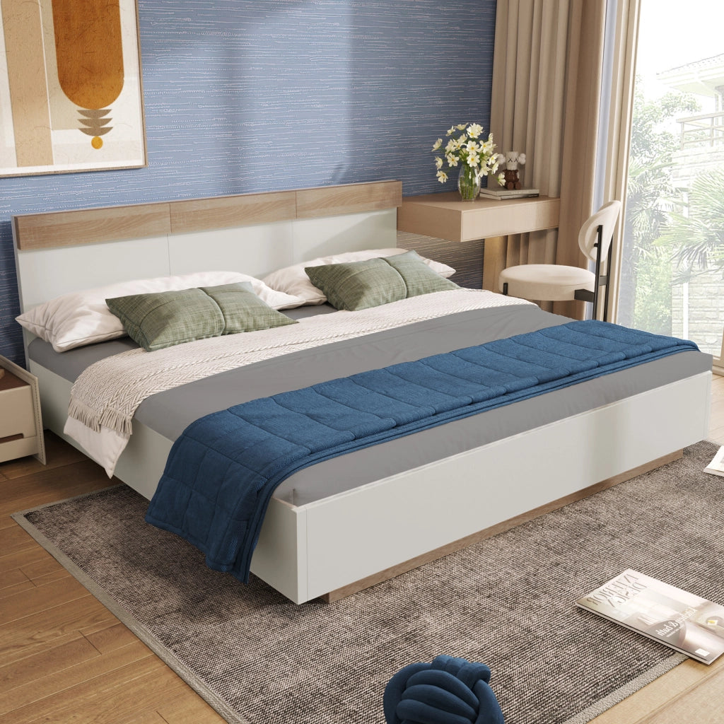 LETTO matrimoniale sospeso 140x200 cm in legno bianco e rovere Sonoma