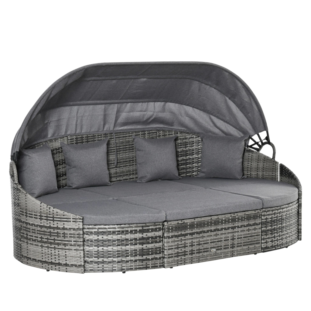 Set salotto da giardino 4 posti con cuscini ¨C zephmum ¨C polyrattan grigio metallo 230x145x80