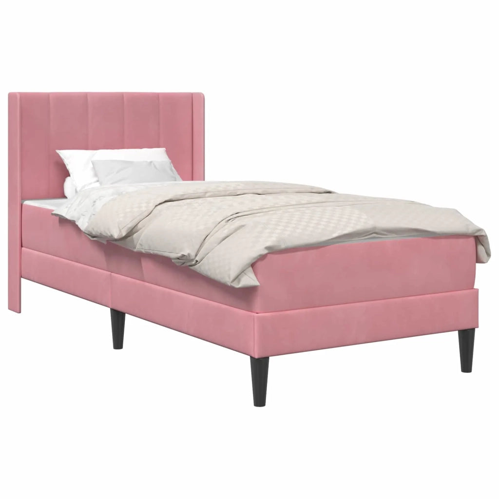 Struttura letto con materasso Rosa 90 x 190 cm Velluto 3414834
