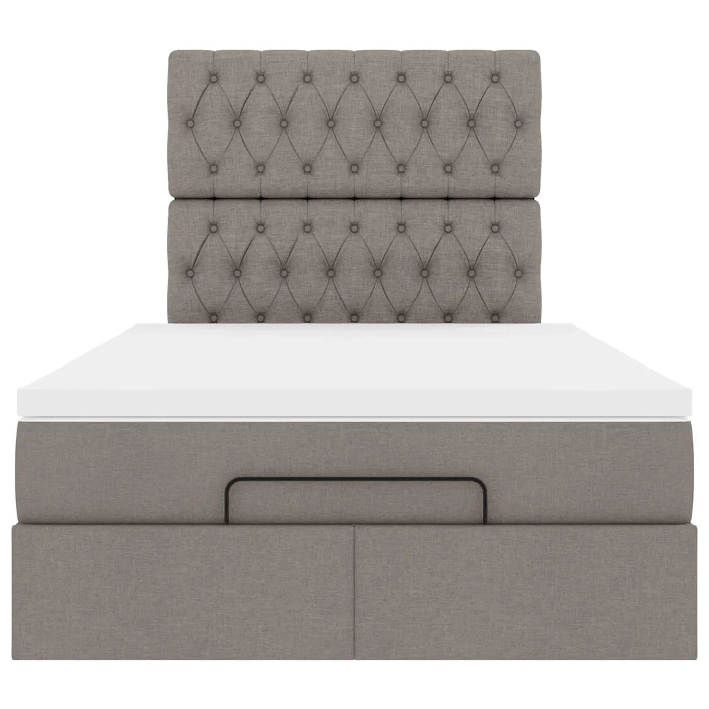 Struttura Letto Pouf con Materasso Tortora 120x200cm in Tessuto 3313234
