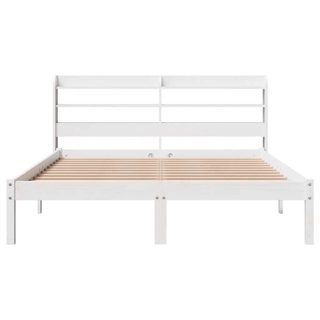 Letto senza Materasso Bianco 135x190 cm Legno Massello di Pino 3306532