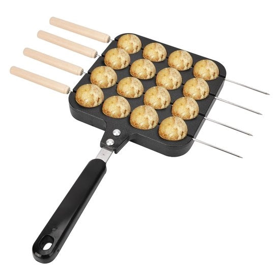 Piatto per Takoyaki in Alluminio con Superficie Antiaderente - Piatto per Aebleskiver - Pannenkoekenpan - Strato Antiscrosciante - 20 Palline per Pannenkoeken - 4 Adesivi