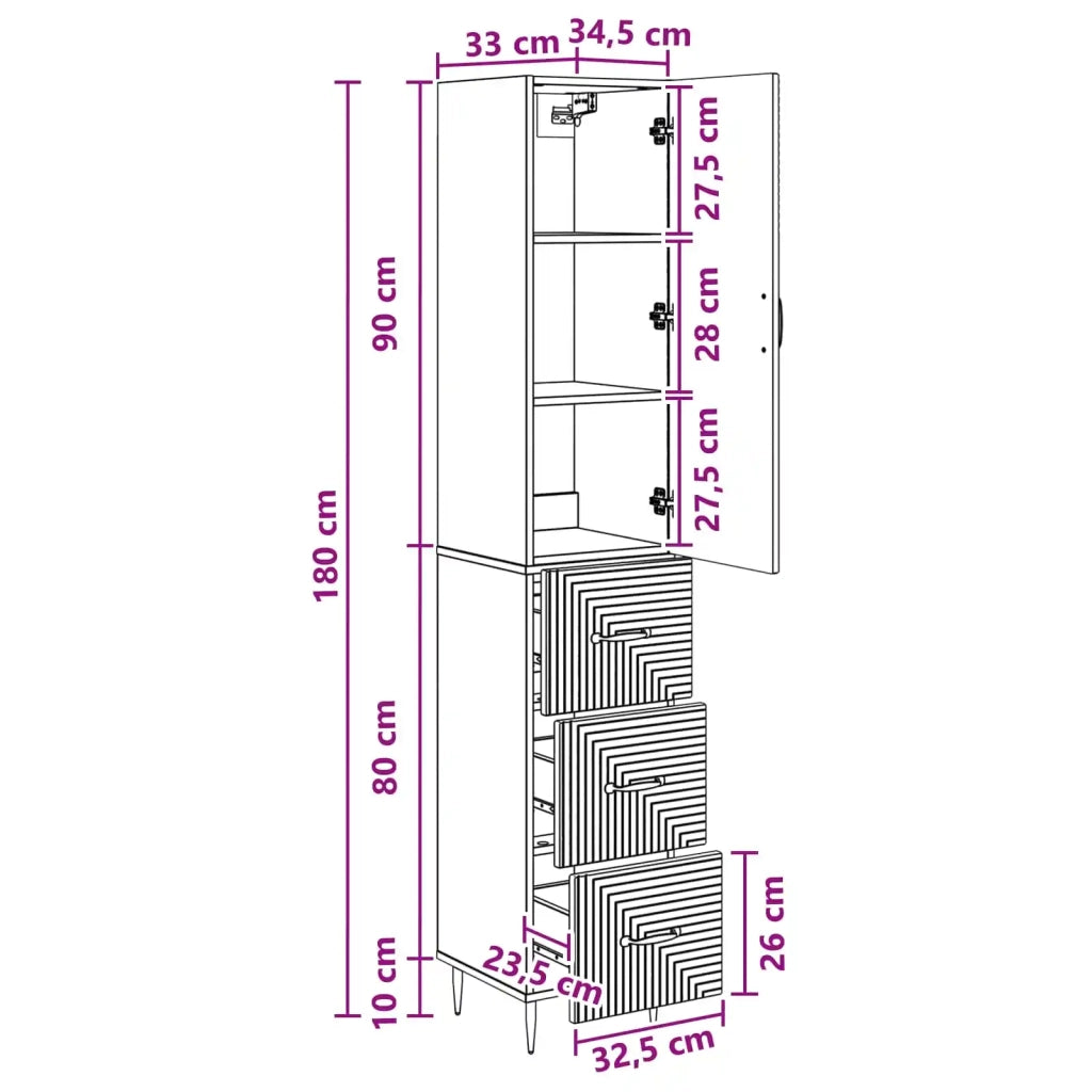 Set di armadi 2 pcs Grigio Cemento 33 x 34,5 x 90 cm 3416649