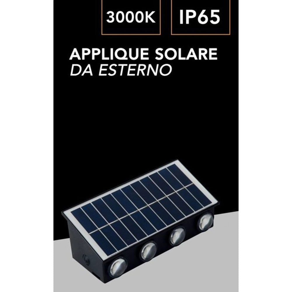 Trade Shop - Applique Solare Led Esterno Giardino A Parete Con Sensore Luce Calda 3000k Ip65 Ewg-08t-c -