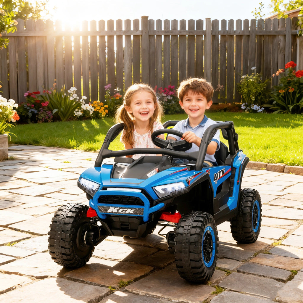 Macchina Elettrica per Bambini 3-8 Anni 24V con Guida Manuale e Telecomando, Velocit¨¤ 5-7km/h, Blu