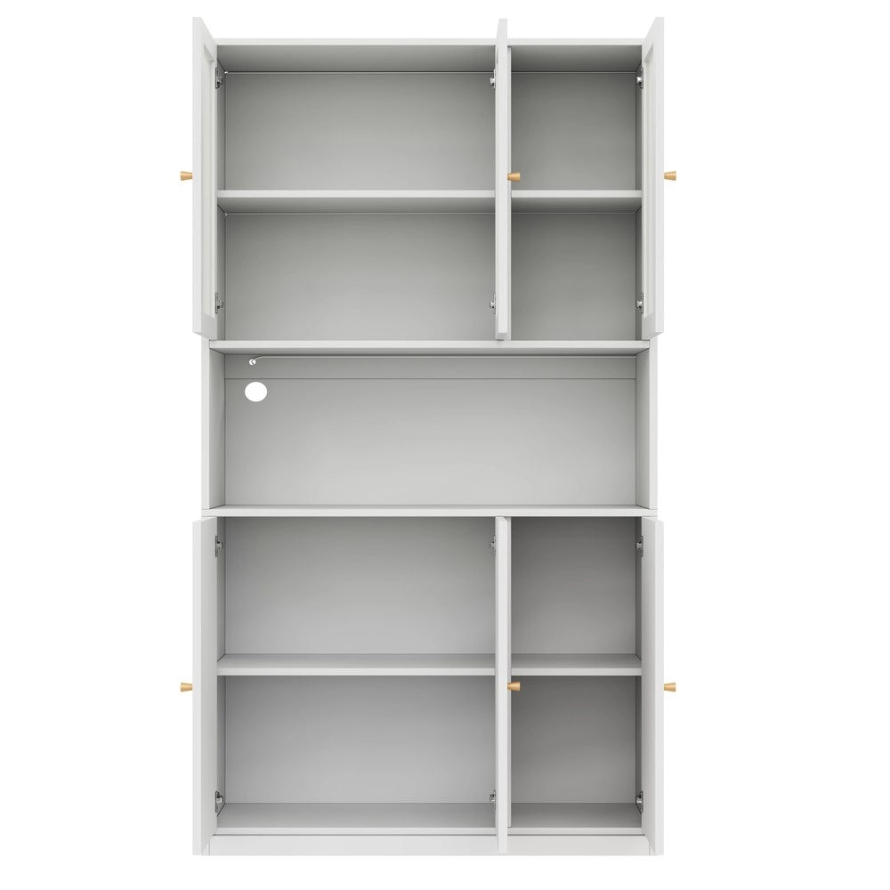 Libreria con Vetrina e Illuminazione LED ¨C Xylo ¨C Bianco, 3 Ante, Ripiani, 100x35x200