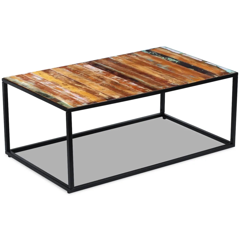 Tavolino da CaffÃ¨ in Legno Massello Recuperato 100x60x40 cm