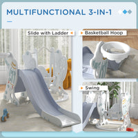 Scivolo per Bambini 150x185x92 cm, con Altalena e Canestro Bianco e Grigio