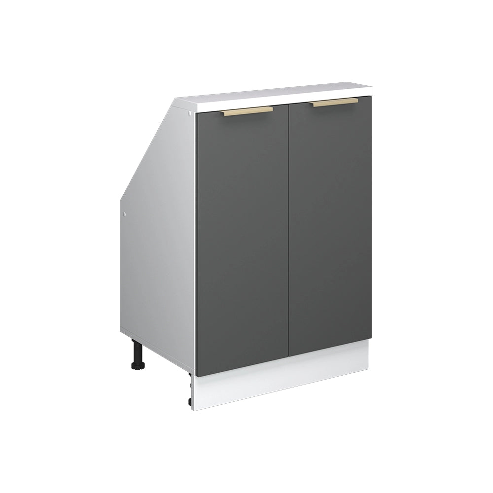 Mobile cucina sottotetto R-Line Antracite-oro/Bianco 60 cm con 2 porte Vicco