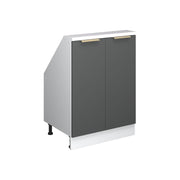 Mobile cucina sottotetto R-Line Antracite-oro/Bianco 60 cm con 2 porte Vicco