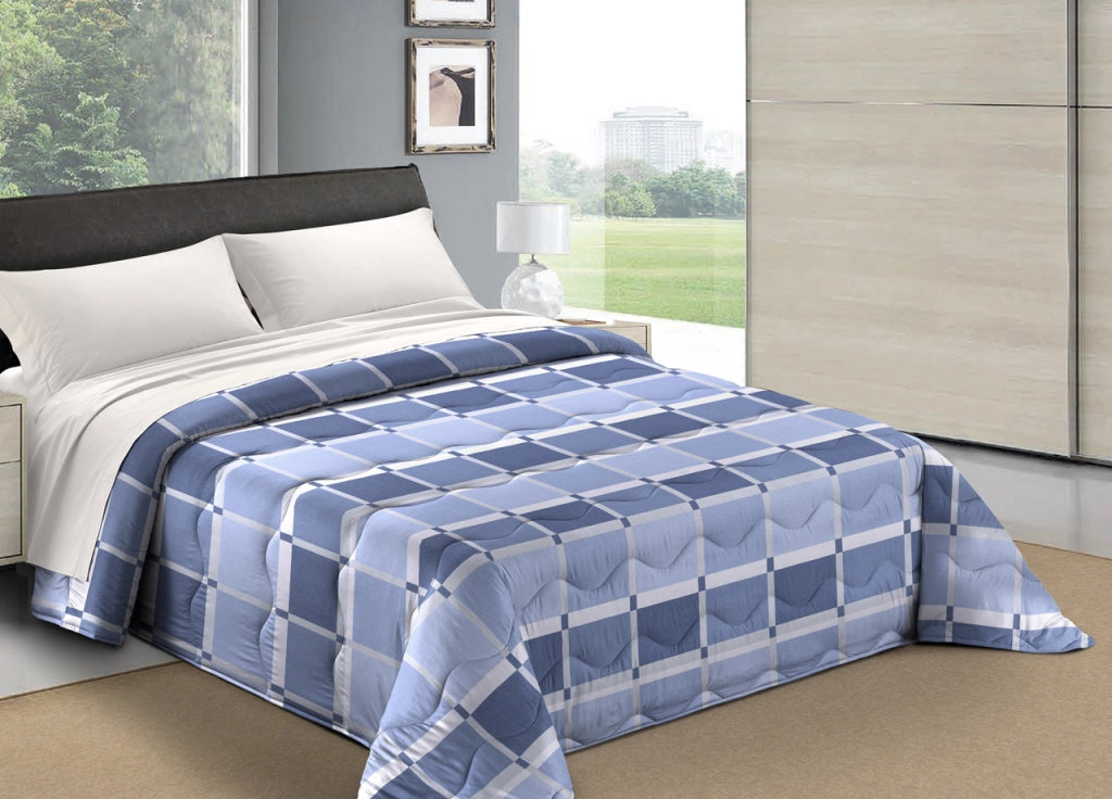 Trapunta Piumone Letto Invernale Imbottita 300gr Microfibra Scaldanotti Toronto - Piazza E Mezza - Blu