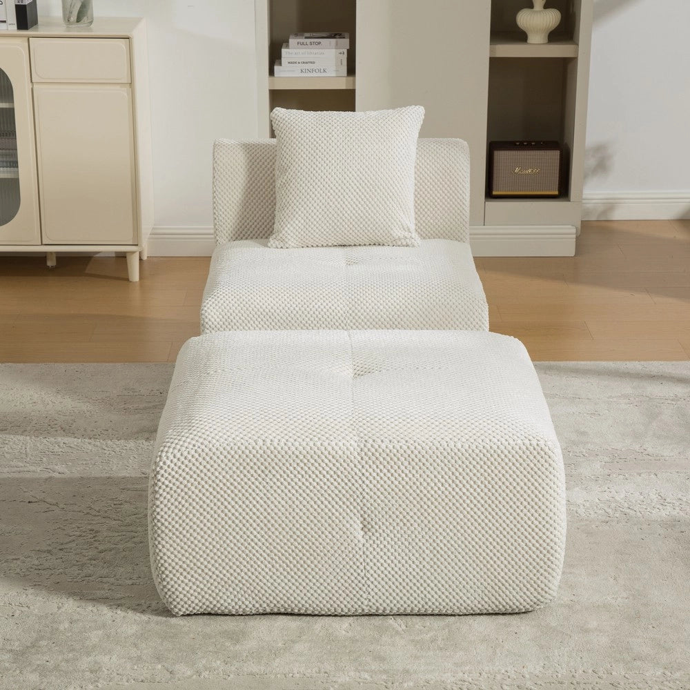 Divano Modulare in Tessuto Chenille ¨C MINIMAL ¨C Beige, Morbido, Antiscivolo