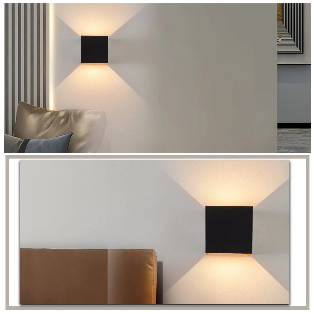 ZMH applique da parete per esterni LED applique da parete per interni set da 4 nero oro 5W IP65 regolabile 3000K