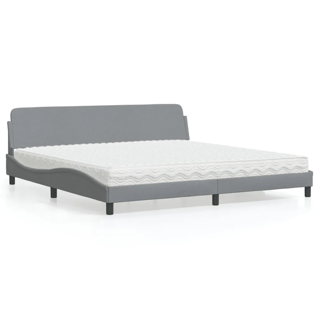 Letto con Materasso Dover Grigio Chiaro 200x200 cm in Tessuto 3208464