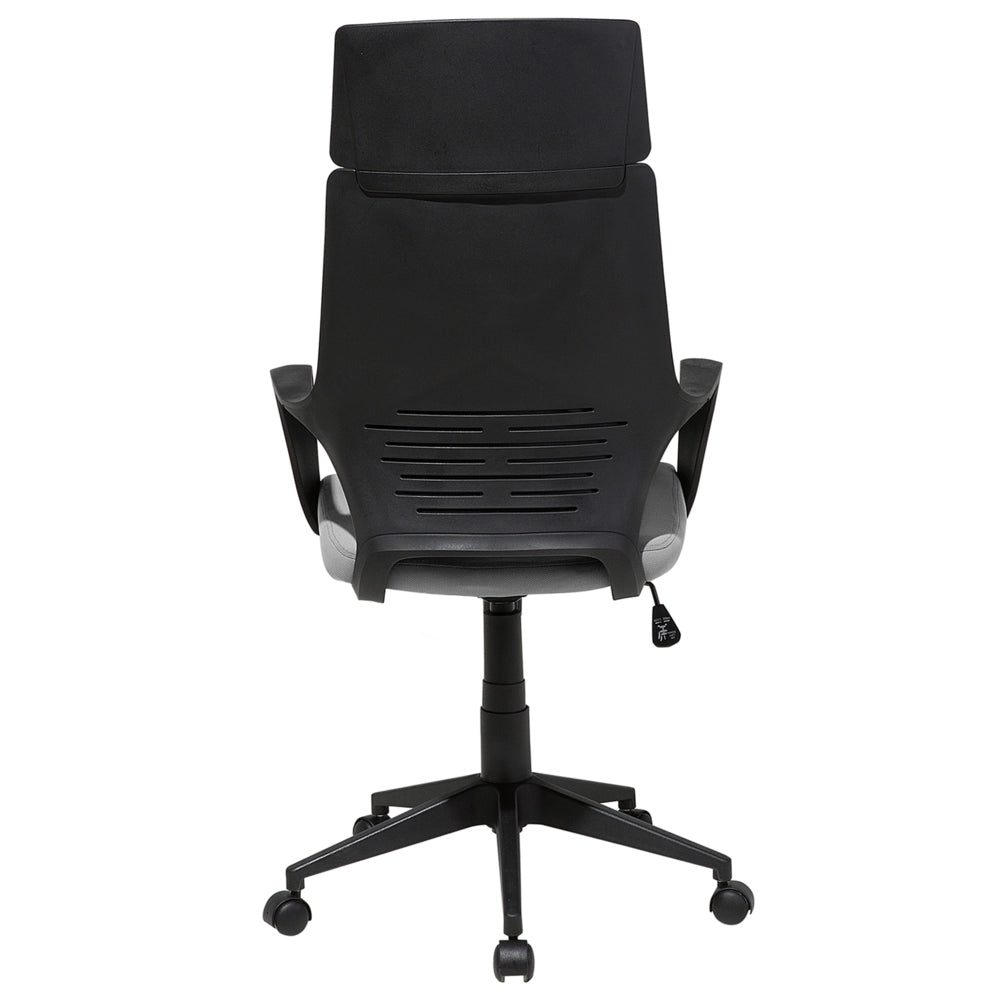 Sedia da Ufficio Scrivania Girevole in Tessuto Grigio e Nero Computer Sedile Regolabile Schienale Reclinabile