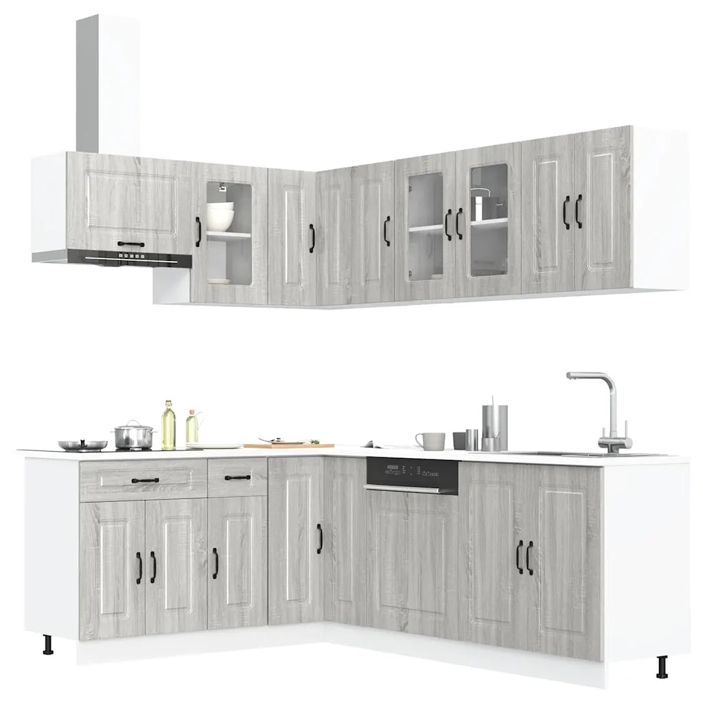 Set Mobili da Cucina 11 pz Kalmar Grigio Sonoma in Truciolato