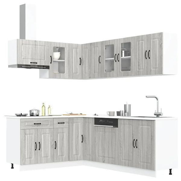 Set Mobili da Cucina 11 pz Kalmar Grigio Sonoma in Truciolato