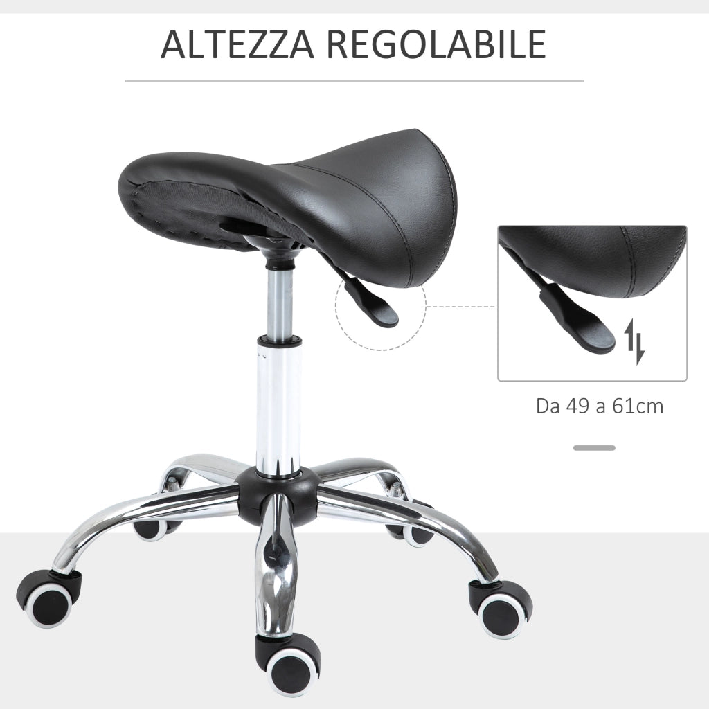 Sgabello da Lavoro Regolabile con Ruote ¨C zephmum ¨C Nero 52x53x49-61cm