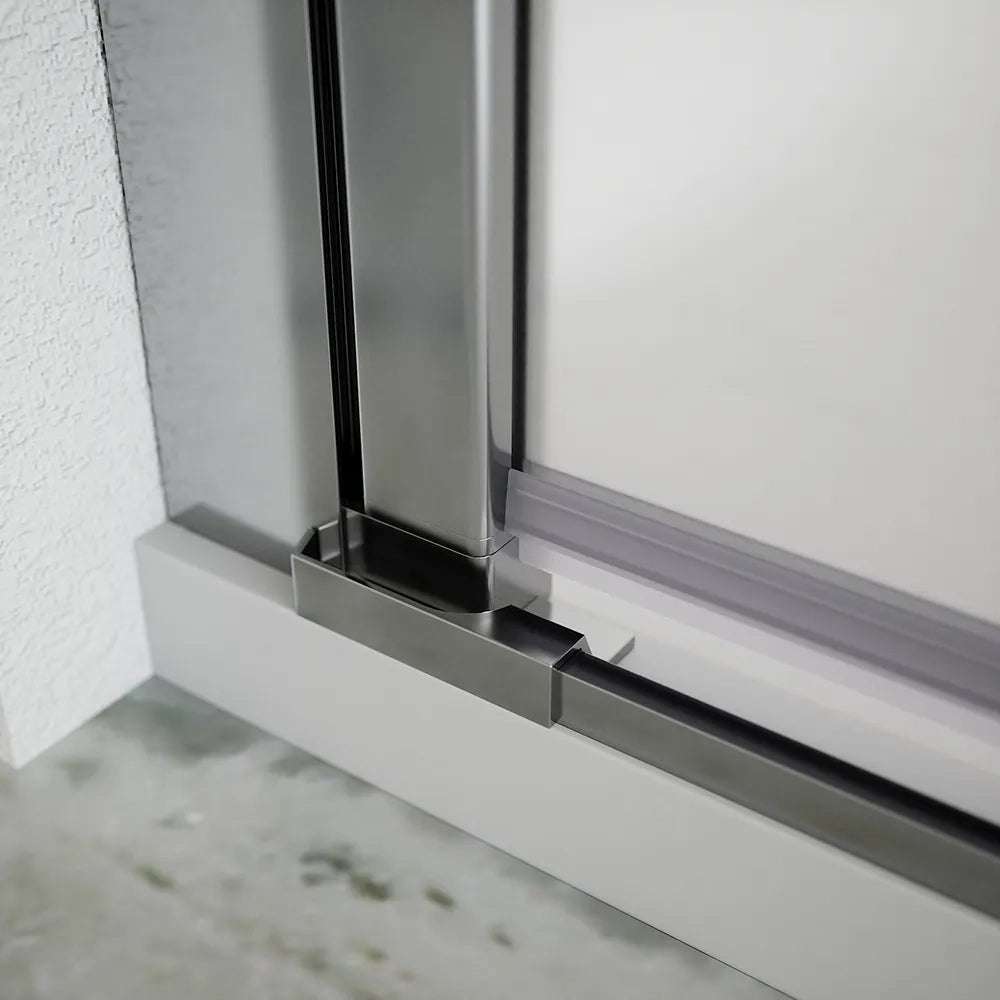 Box doccia 100x70cm con apertura saloon e parete fissa, profili cromati e vetro da 6mm opaco h195 | Elba