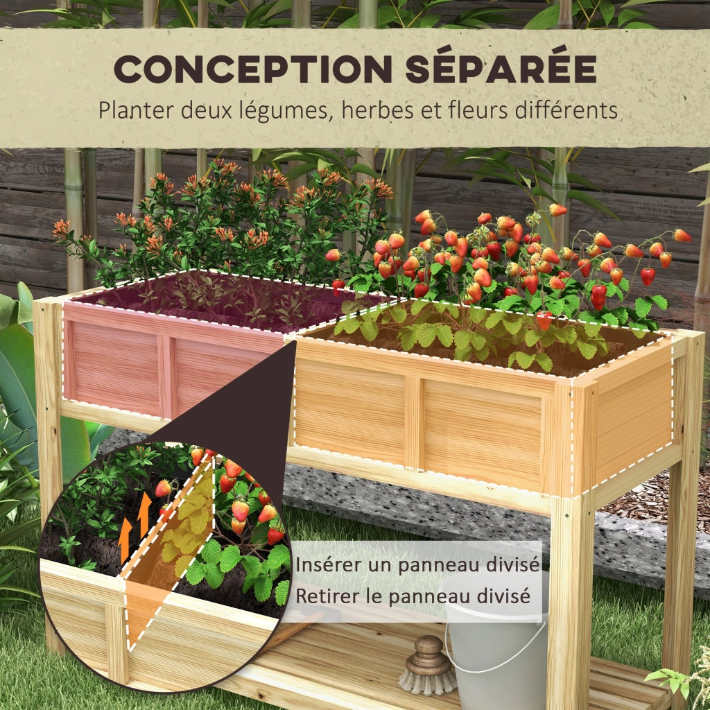 Jardiniere con separatore amovibile ¨C zephmum ¨C grigio 115x46x75 cm