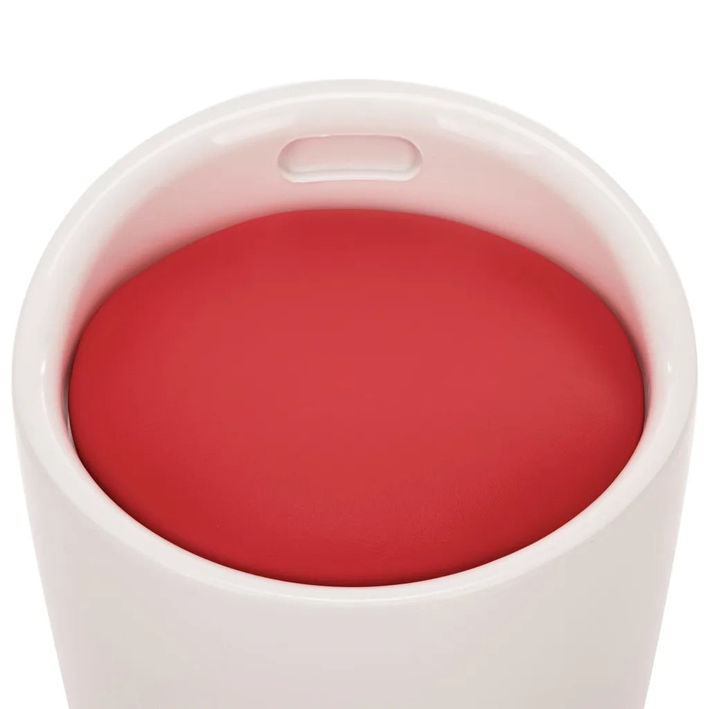 Sgabello con Contenitore Bianco e Rosso Vino Similpelle 249801