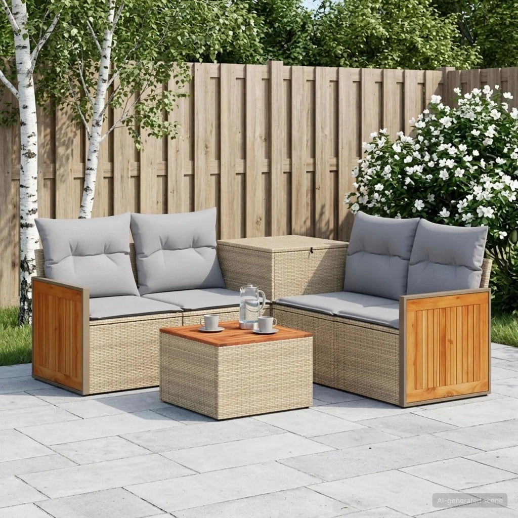 Set di divani 6 pz Beige e Grigio Chiaro 3447725