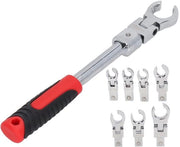 Set di chiavi combinate 9 pezzi - Teste di chiave 8 pezzi - Struttura a CR V - Removibile - Flessibile - Maniglia 176 mm - Chiave a rasoio