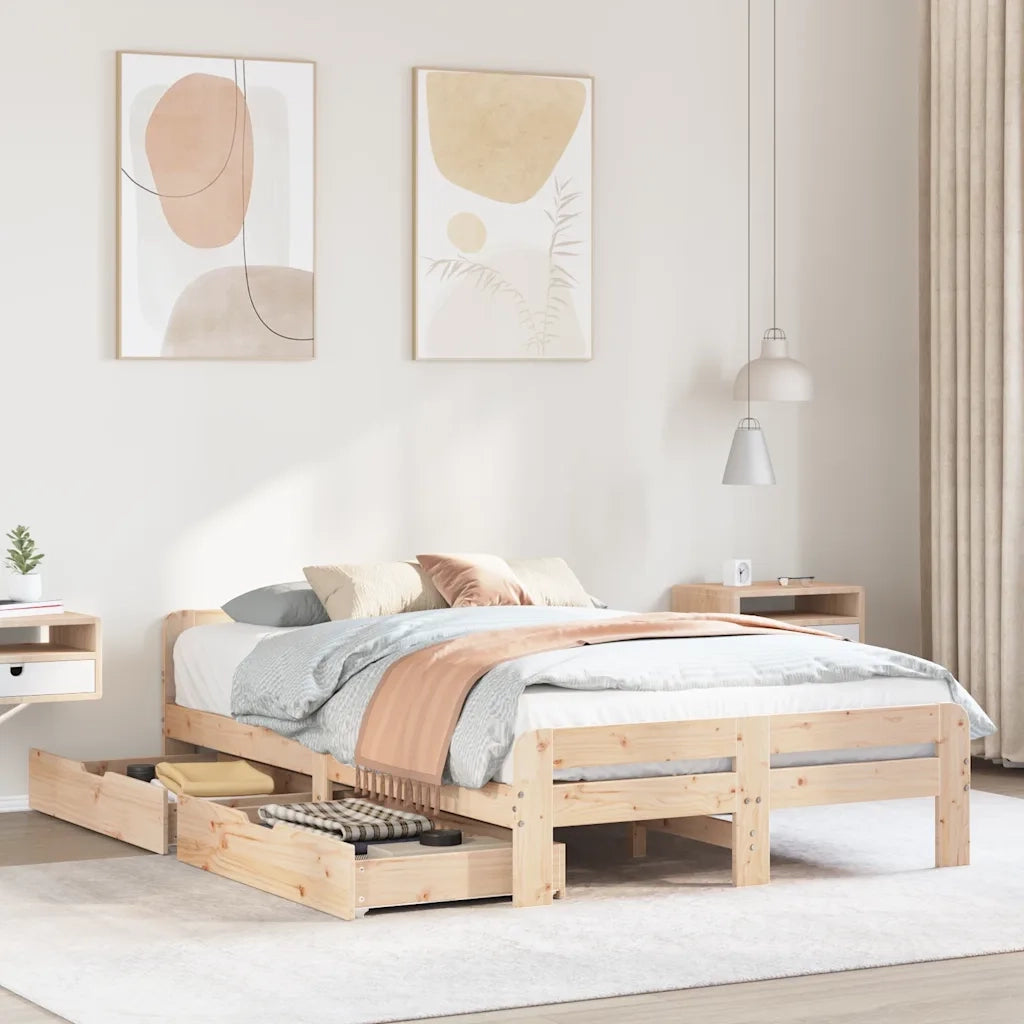 Letto senza Materasso-Struttura Letto 120x190 cm in Legno Massello di Pino 287420