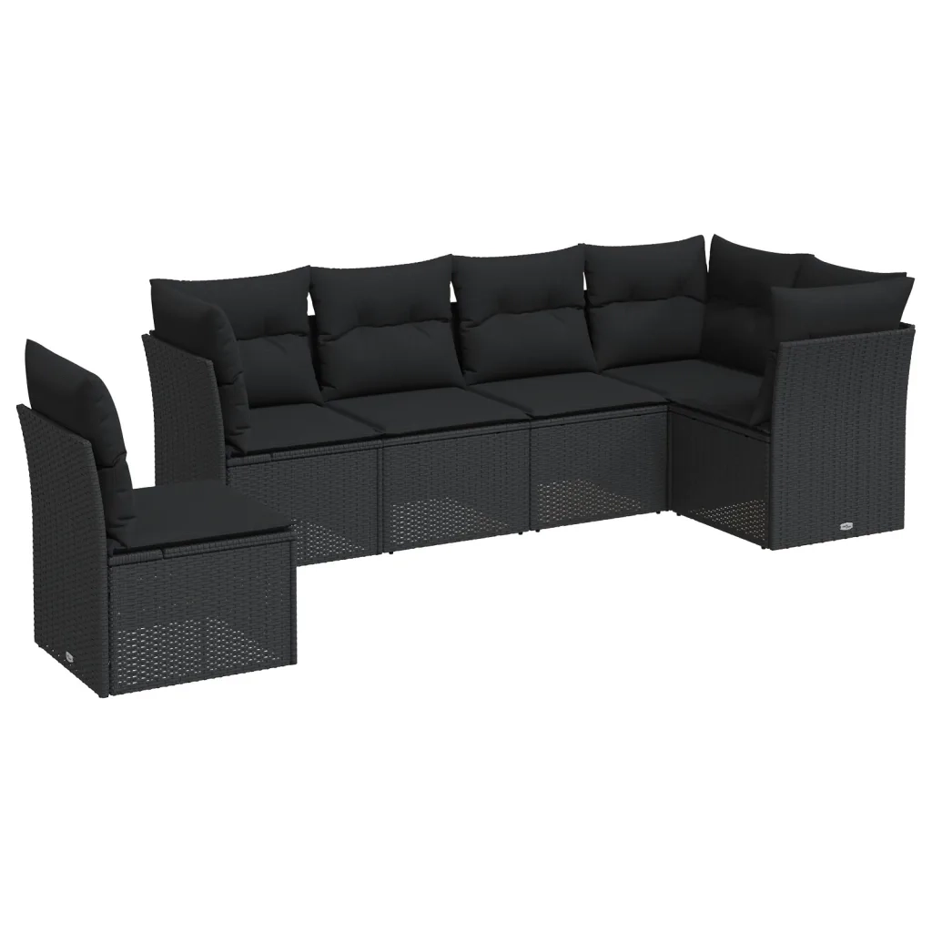 Set Divano da Giardino 6 pz con Cuscini Nero in Polyrattancod mxl 87239