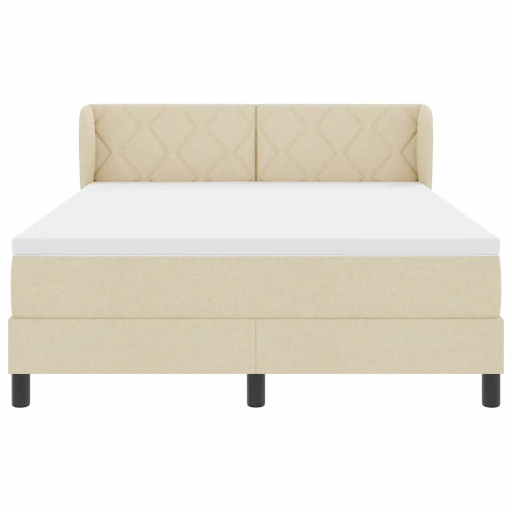Letto a molle con materasso Crema 160 x 200 cm Tessuto 3340099
