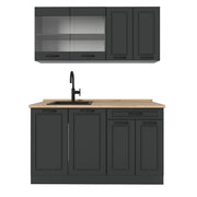 Vicco Cucina completa Casa di campagna antracite/antracite 140 cm senza piano di lavoro