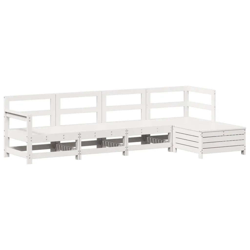 Set Salotto da Giardino 5 pz | Set di Mobili da Esterno Bianco in Legno Massello di Pino
