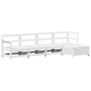 Set Salotto da Giardino 5 pz | Set di Mobili da Esterno Bianco in Legno Massello di Pino