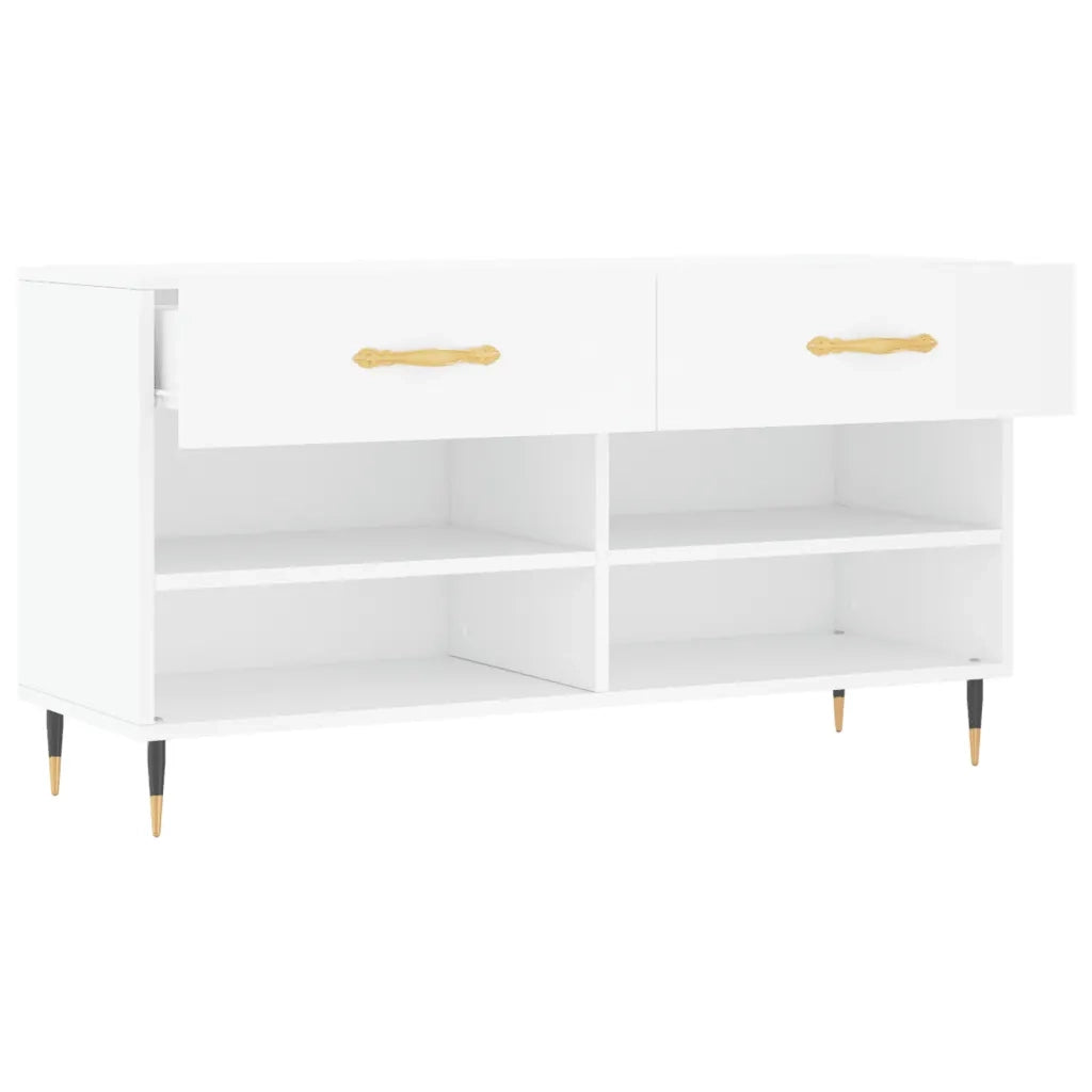 Panca Porta Scarpe-Sgabello-Panca Scarpiera Bianca 102x35x55 cm in Legno Multistrato 651777