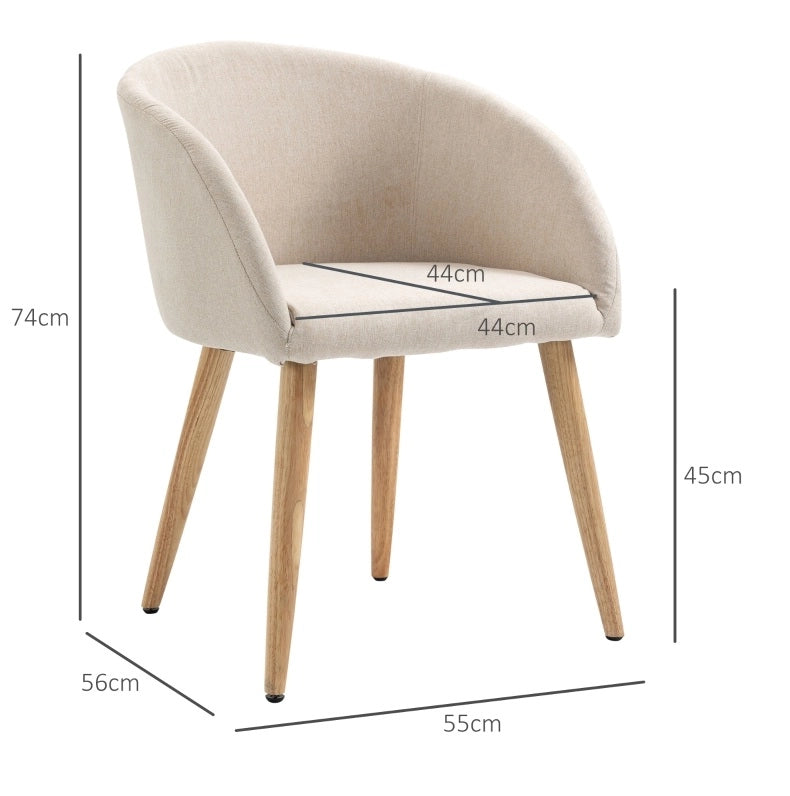 Set di 2 sedie imbottite beige con gambe in legno